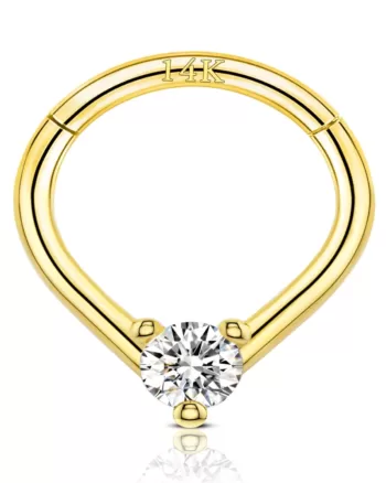 14K Gold Earring Diamond  Piercing Hoop