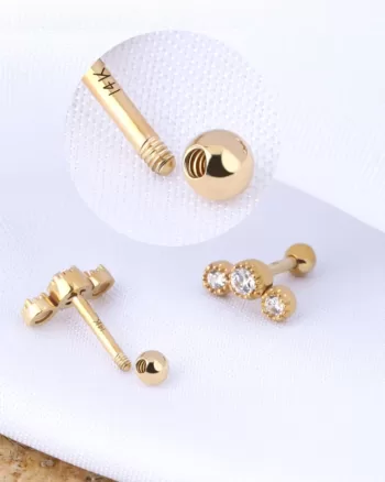 14K Gold Helix Earrings – Clear CZ Cartilage Earrings